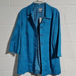 Chico's Blue Trench Coat Lightweight Classic NWT Chico's Size 2